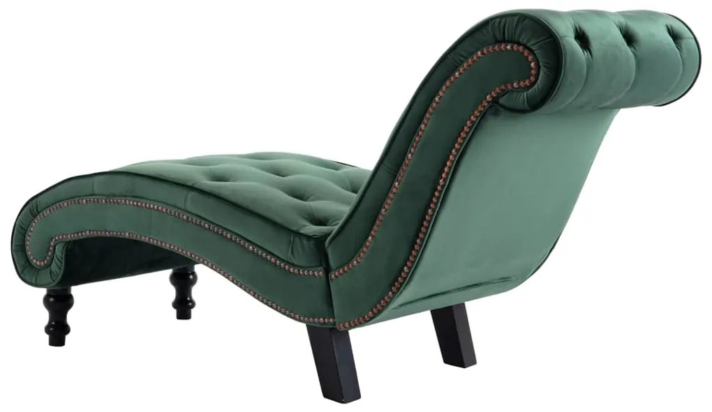 Chaise longue em veludo verde