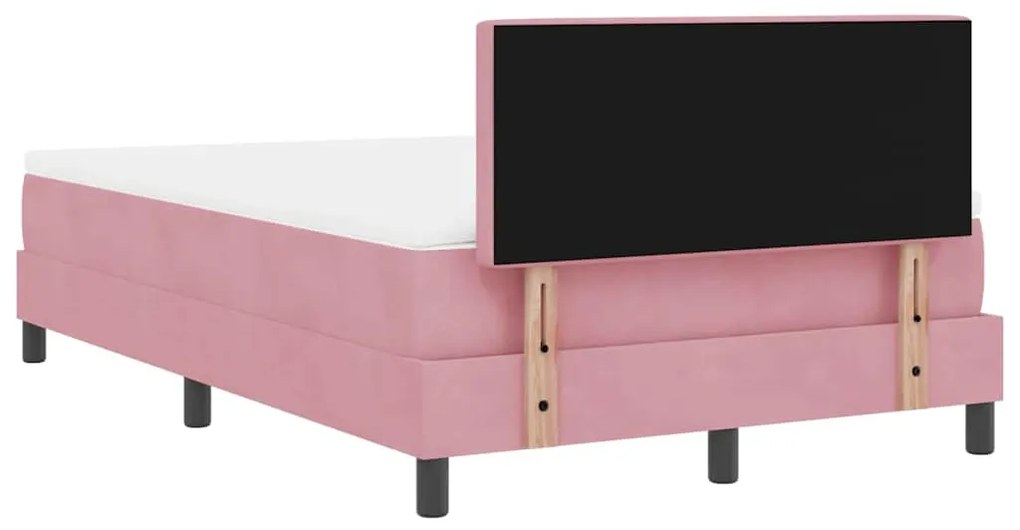 Cama Box com Colchão e LED Rosa 120x190 cm Veludo