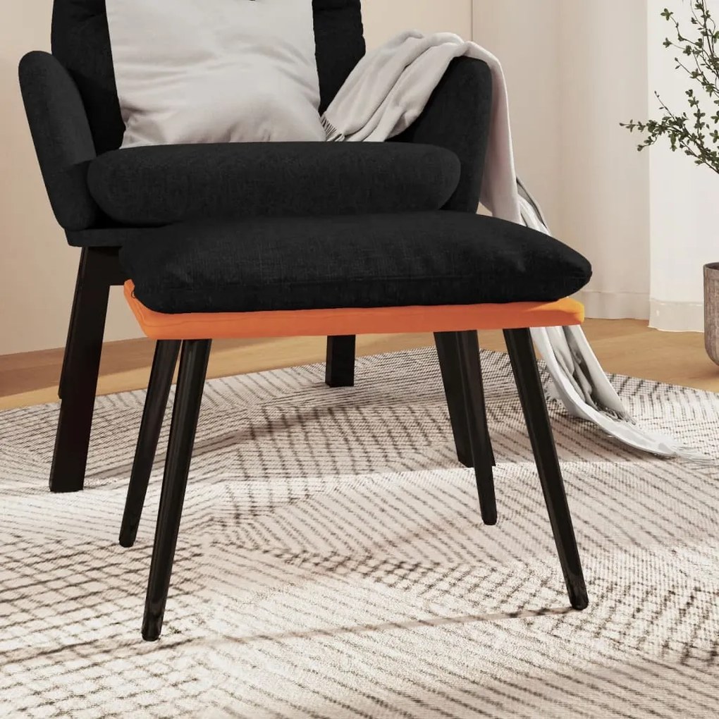 vidaXL Apoio de pés45x29,5x35cm preto/couro artificial preto/laranja