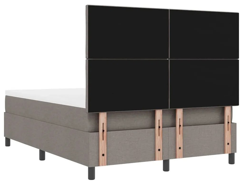 Cama Box com Colchão e Luz LED Taupe – 140x190 cm Tecido
