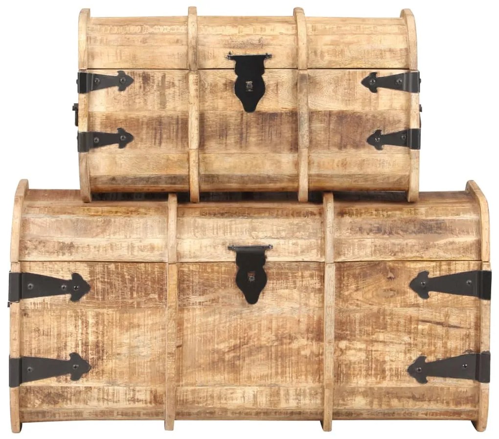 Baús de arrumação 2 pcs madeira de mangueira maciça