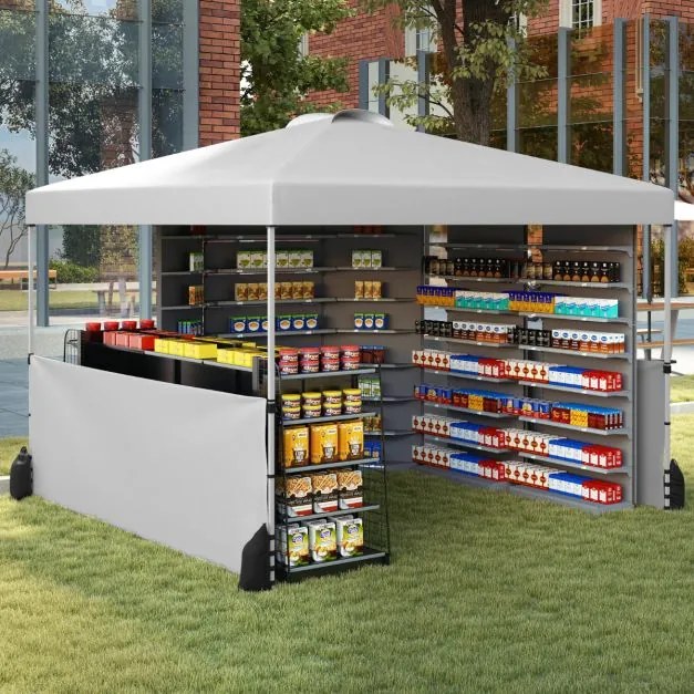 Tenda Jardim pop up 300 X 300 CM com 2 Paredes Laterais com Bolsa , 4 Sacos de areia 8 Estacas 4 Ancoras feiras, festas, eventos Branca