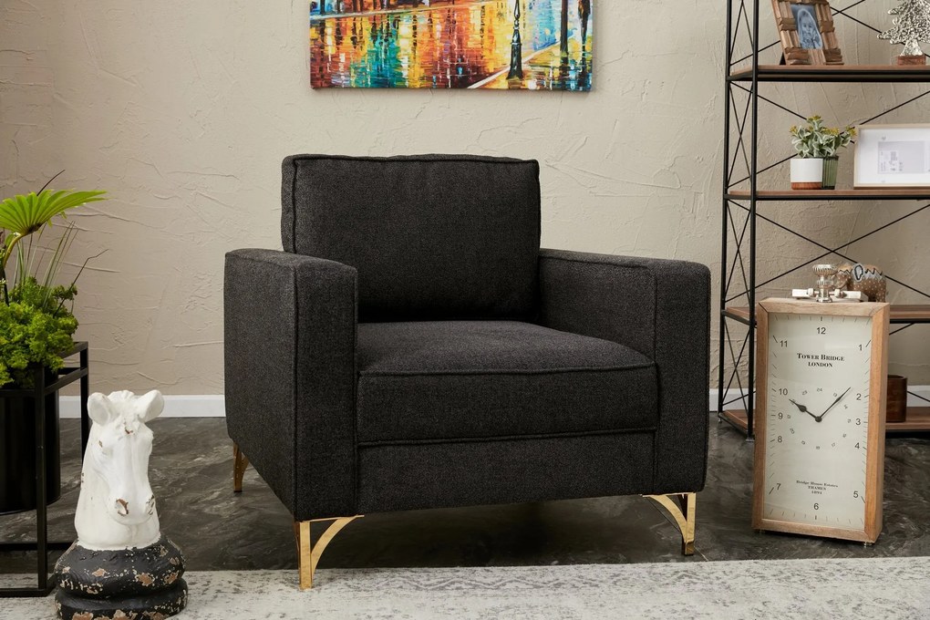 Sofá de 1 Lugar Berlin – Antracite Dourado – 90x83x91 cm