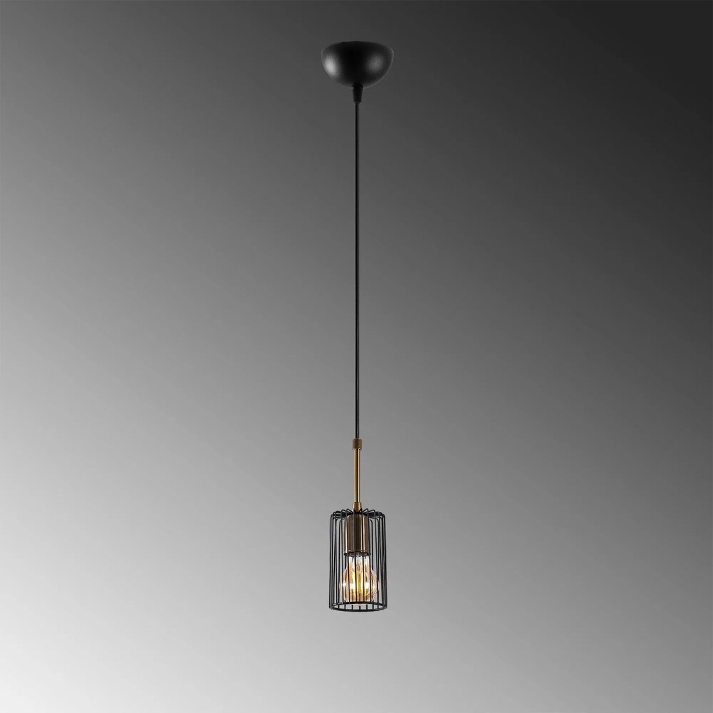Lustre Kemtel – Preto Antique – 16 x 16 x 36 cm