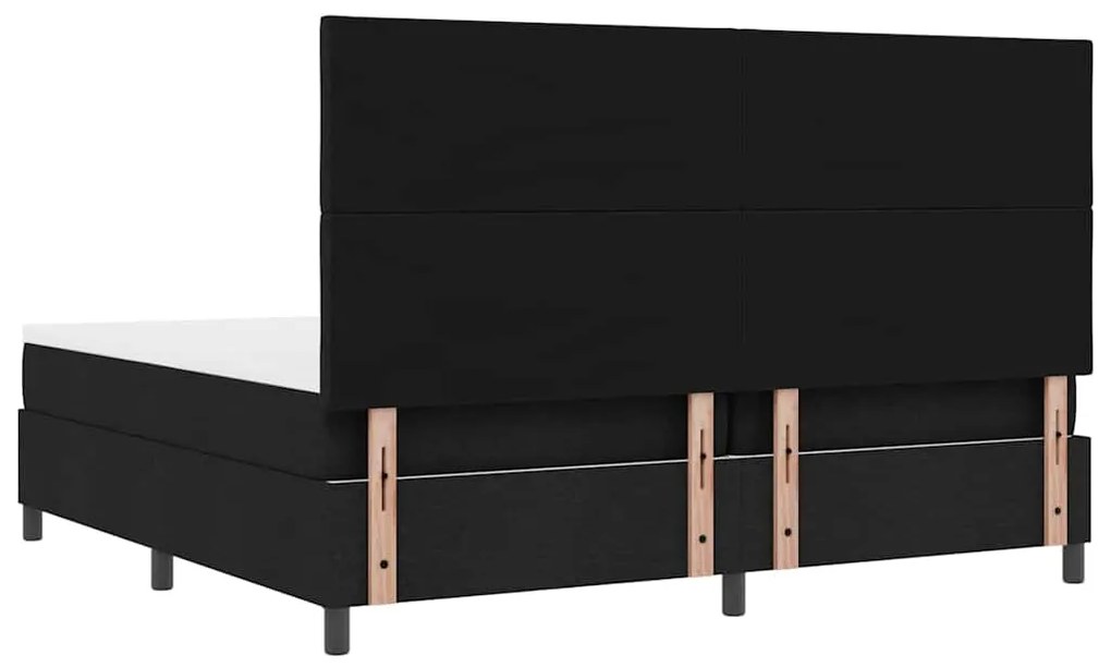 Cama Box com Colchão e LED Preto 200x200 cm em Tecido
