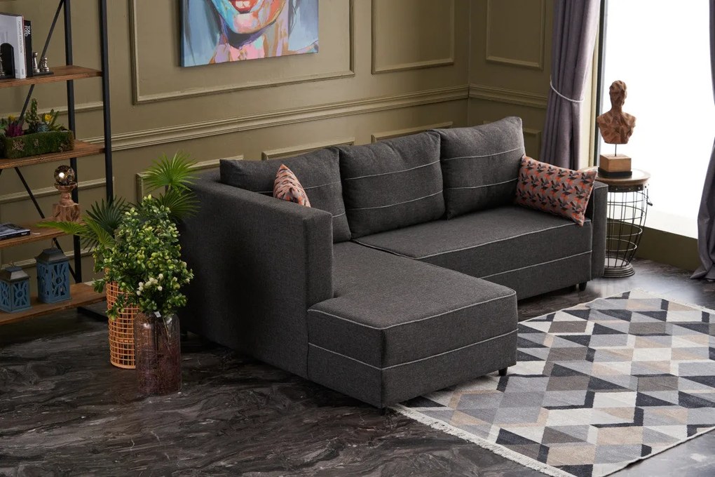 Sofá-Cama de Canto Ece – Antracite – 242 cm x 88 cm x 90 cm