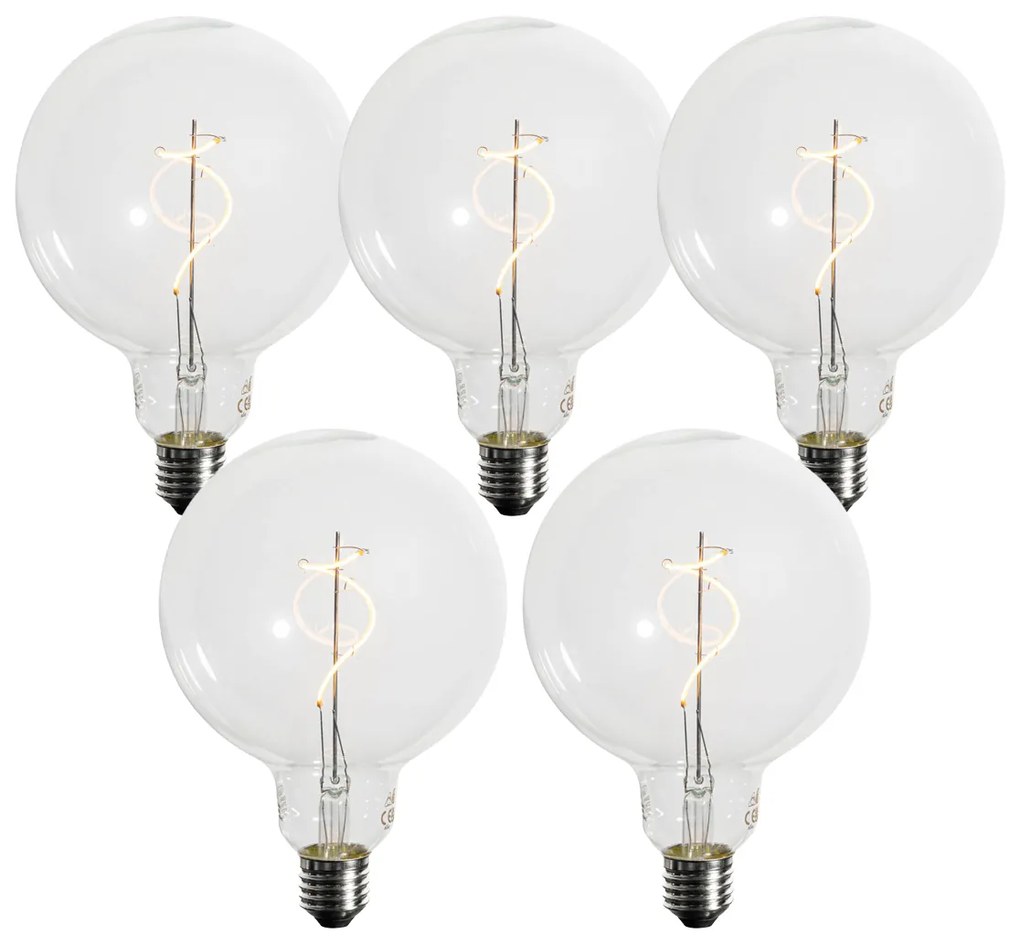 Conjunto de 5 Lâmpadas LED de filamento espiral E27 reguláveis G125 4W 270LM 2200K