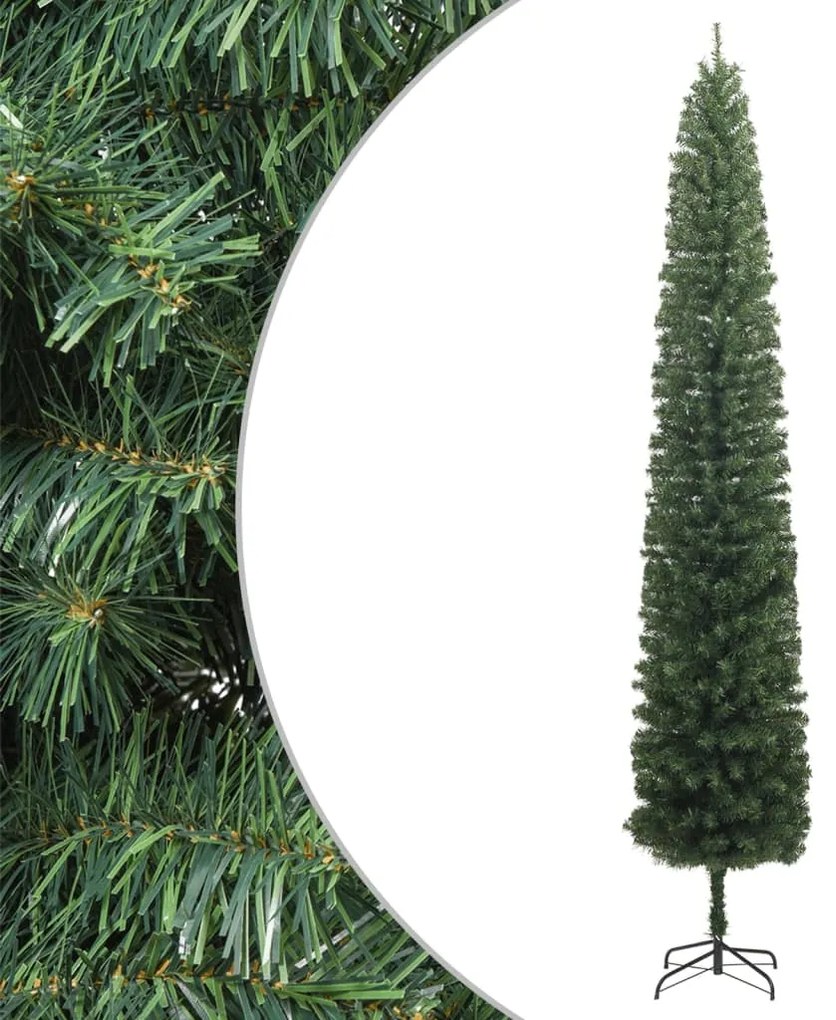 357684 vidaXL Árvore de Natal fina com suporte 270 cm PVC