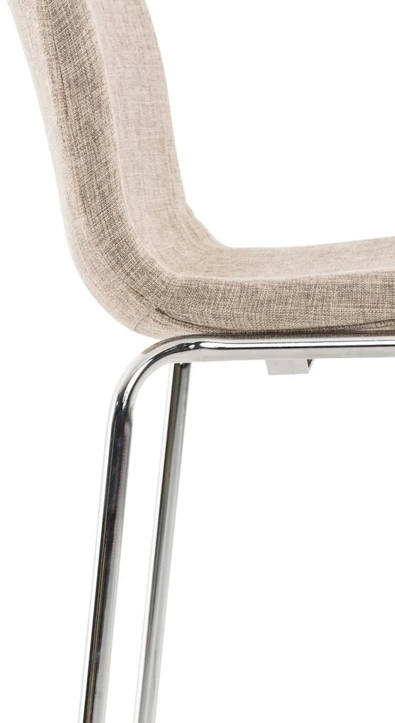 Conjunto de 2 bancos de bar Hoover em tecido e com estrutura cromada 43 x 100 x 48 cm Creme