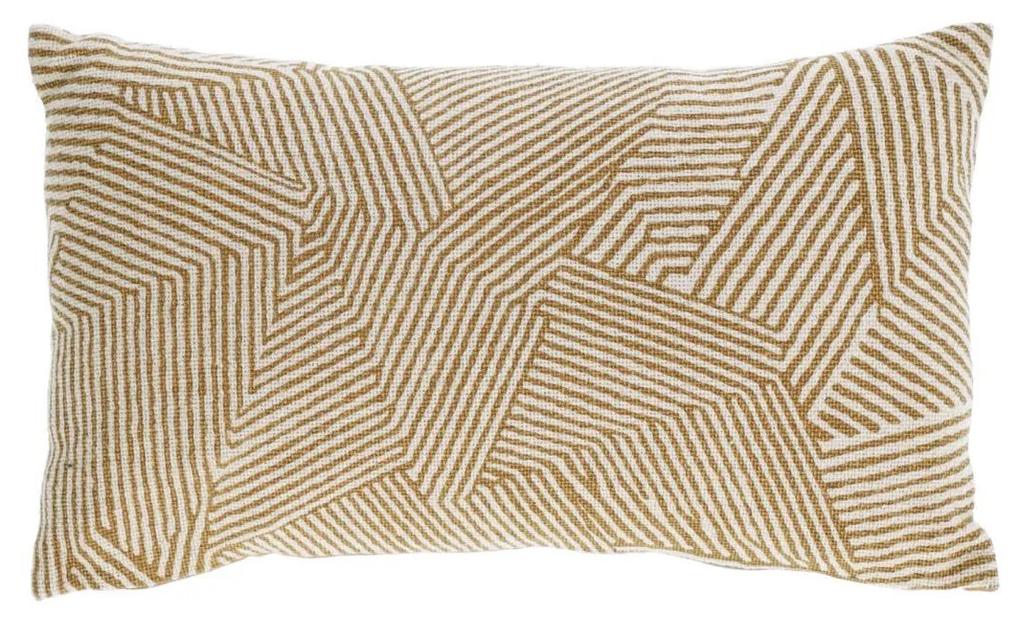 Kave Home - Capa almofada Devi 100% algodão riscas bege e castanho 30 x 50 cm