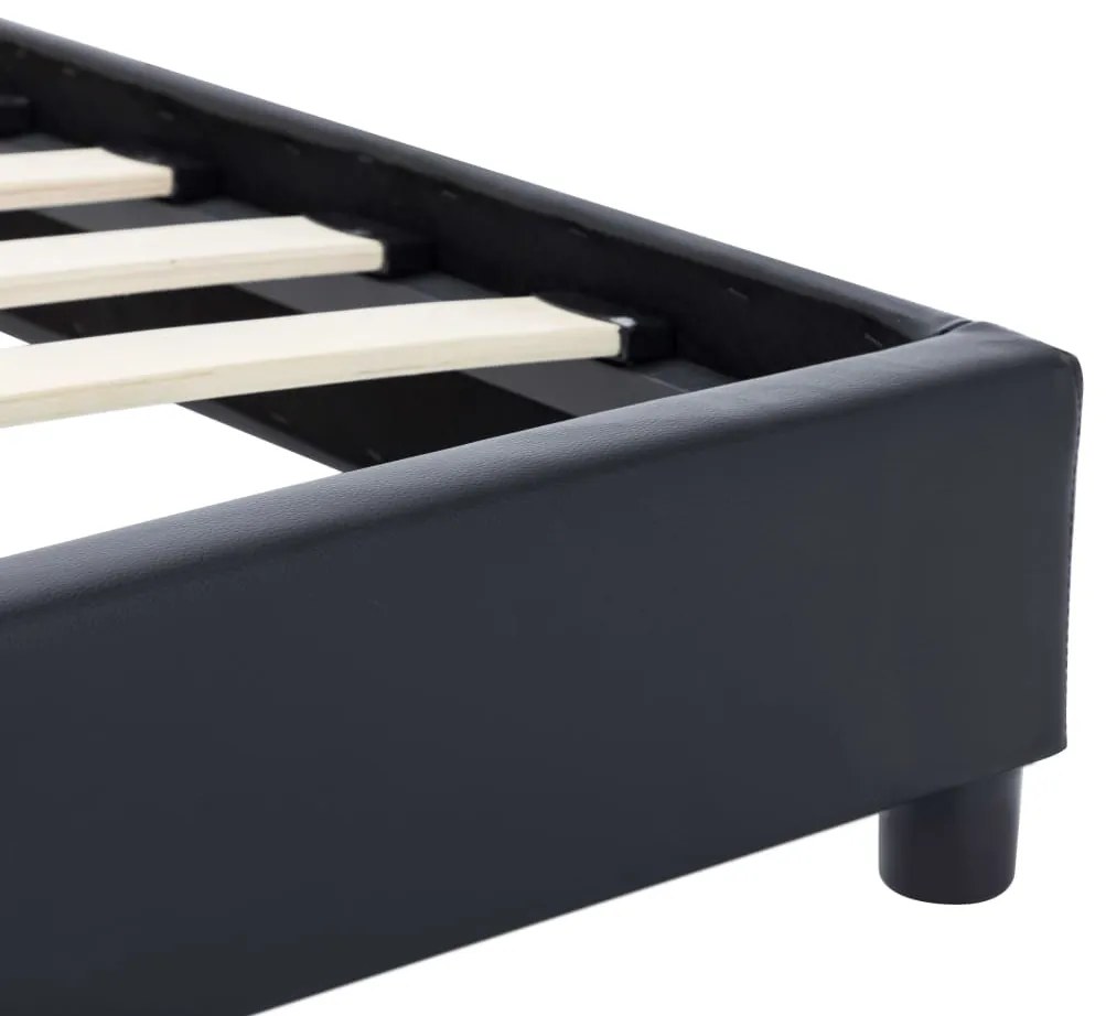 Estrutura de cama 90x200 cm couro artificial preto