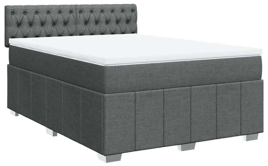 Cama com molas/colchão 160x200 cm tecido cinzento-escuro