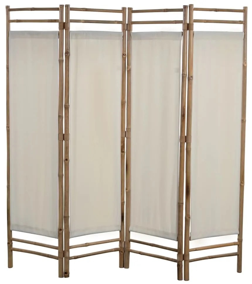 vidaXL Biombo com 4 painéis dobráveis bambu e lona 160 cm