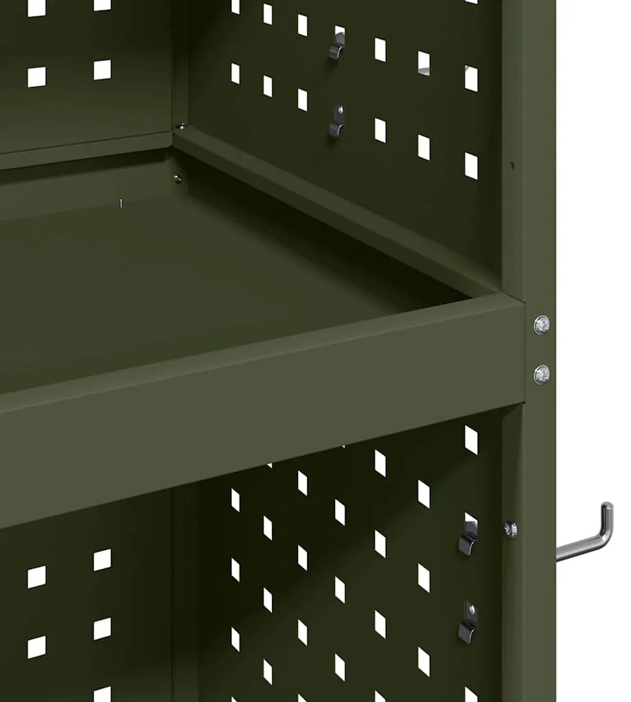 Carro de Ferramentas Verde-oliva 65 x 35 x 111 cm Metal