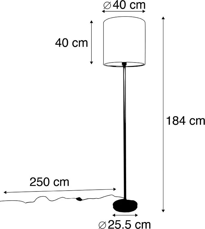 Candeeiro de Pé Moderno Preto com Abajur Bouclé Bege 40cm - Simplo