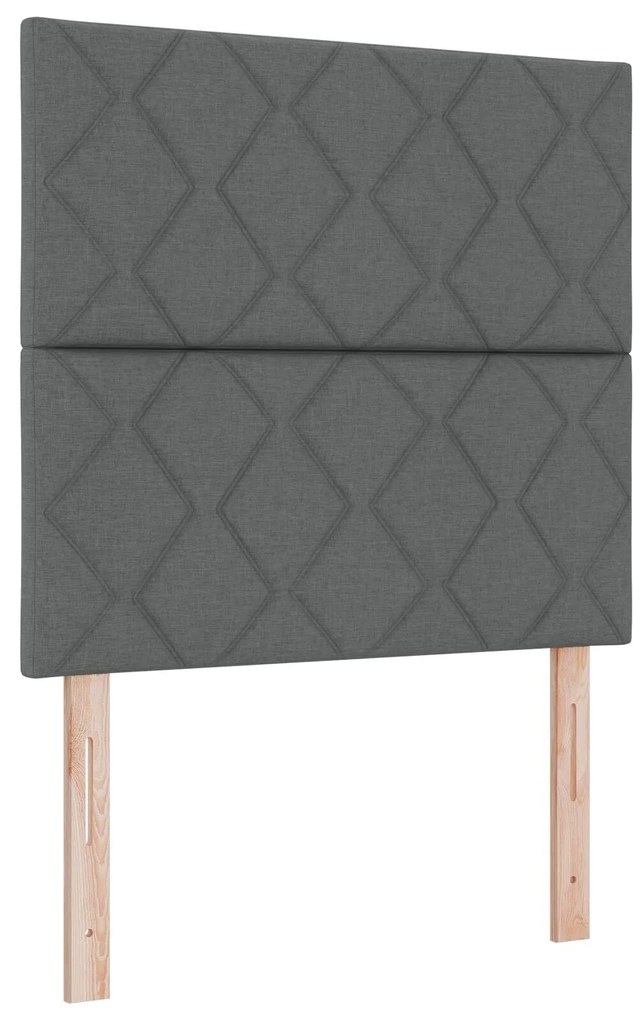 Cama Box Spring com Colchão e LED Cinza Escuro 90x200 cm Tecido