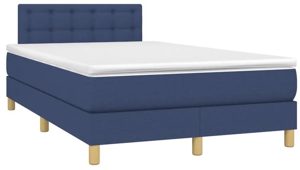 Cama com molas/colchão 120x200 cm tecido azul