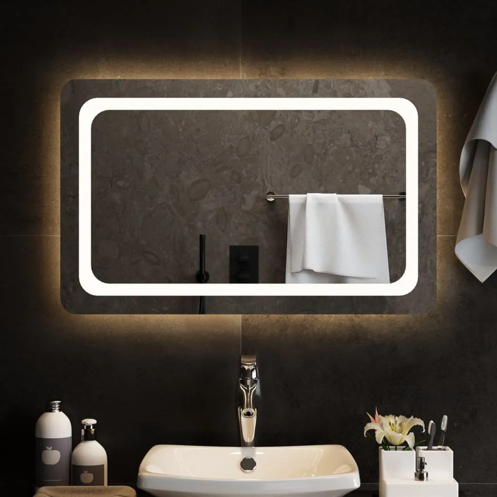 vidaXL Espelho de casa de banho com luzes LED 80x50 cm