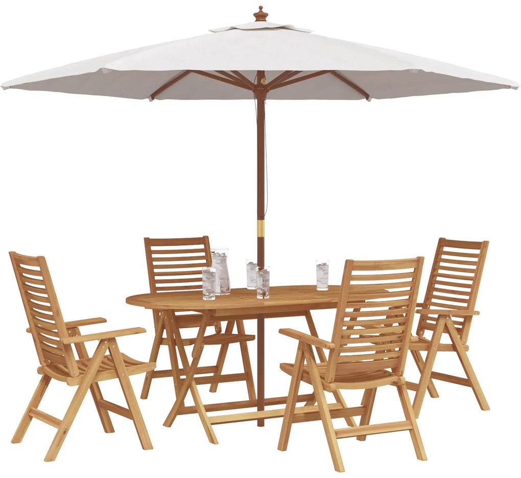 Conjunto de Jantar para Jardim vidaXL com 5 Peças Dobrável de Madeira