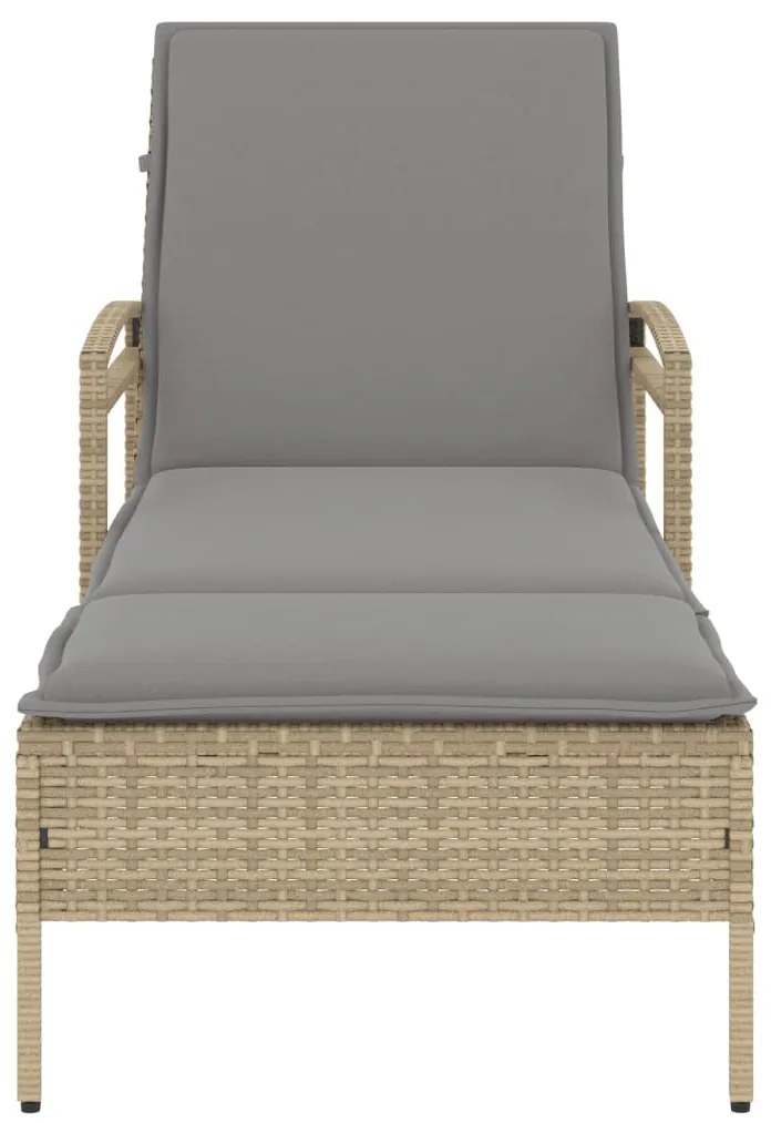 Espreguiçadeira com almofadão 63x200x81 cm vime PE bege