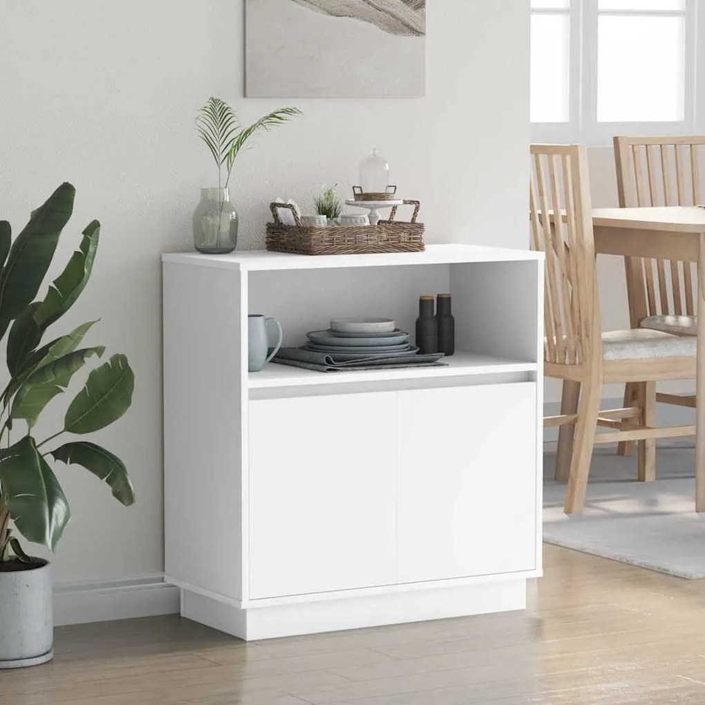 Sideboard com LED Branco 71x34,5x75 cm Madeira Engenharia