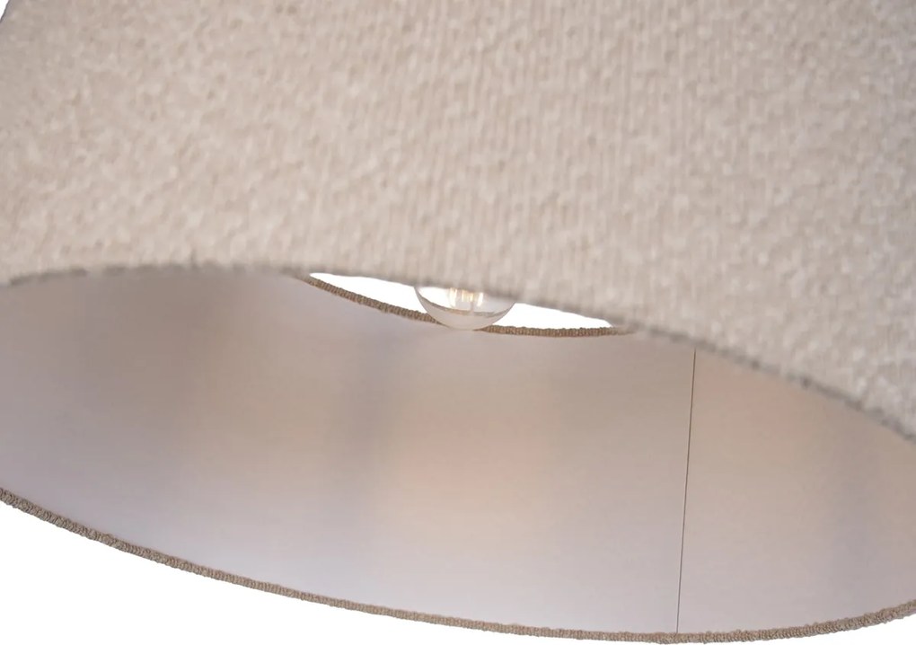 Candeeiro de pé preto ajustável com abajur de tecido Teddy bege 50cm - Editor