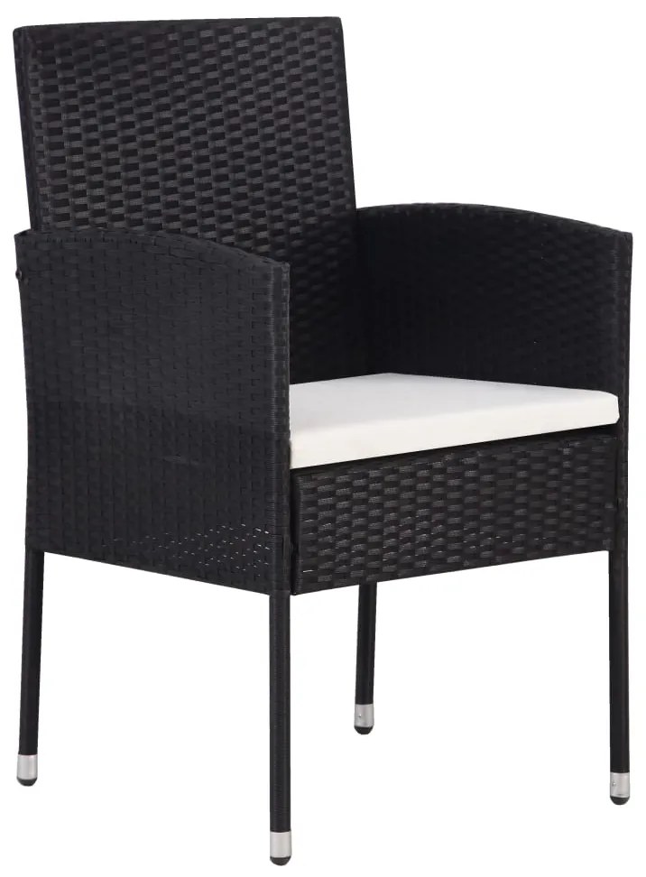 Cadeiras de jardim c/ almofadões branco nata 4pcs vime PE preto