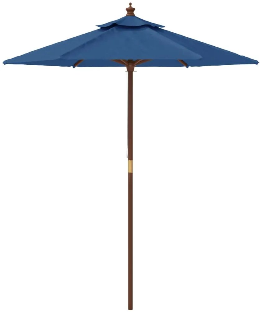 Guarda-sol de jardim com poste de madeira 196x231 cm azul-ciano