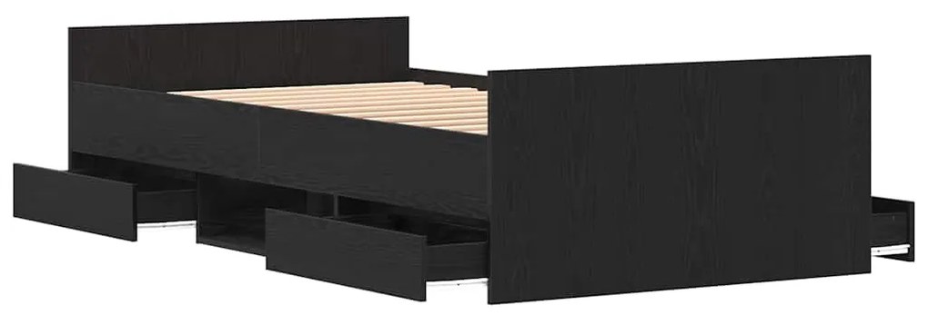 Cama vidaXL sem Colchão Carvalho Preto 90x190 cm Madeira de Engenharia