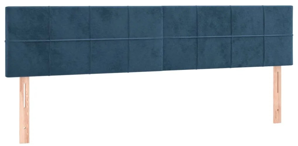 Cama box spring c/ colchão/LED 160x200 cm veludo azul-escuro