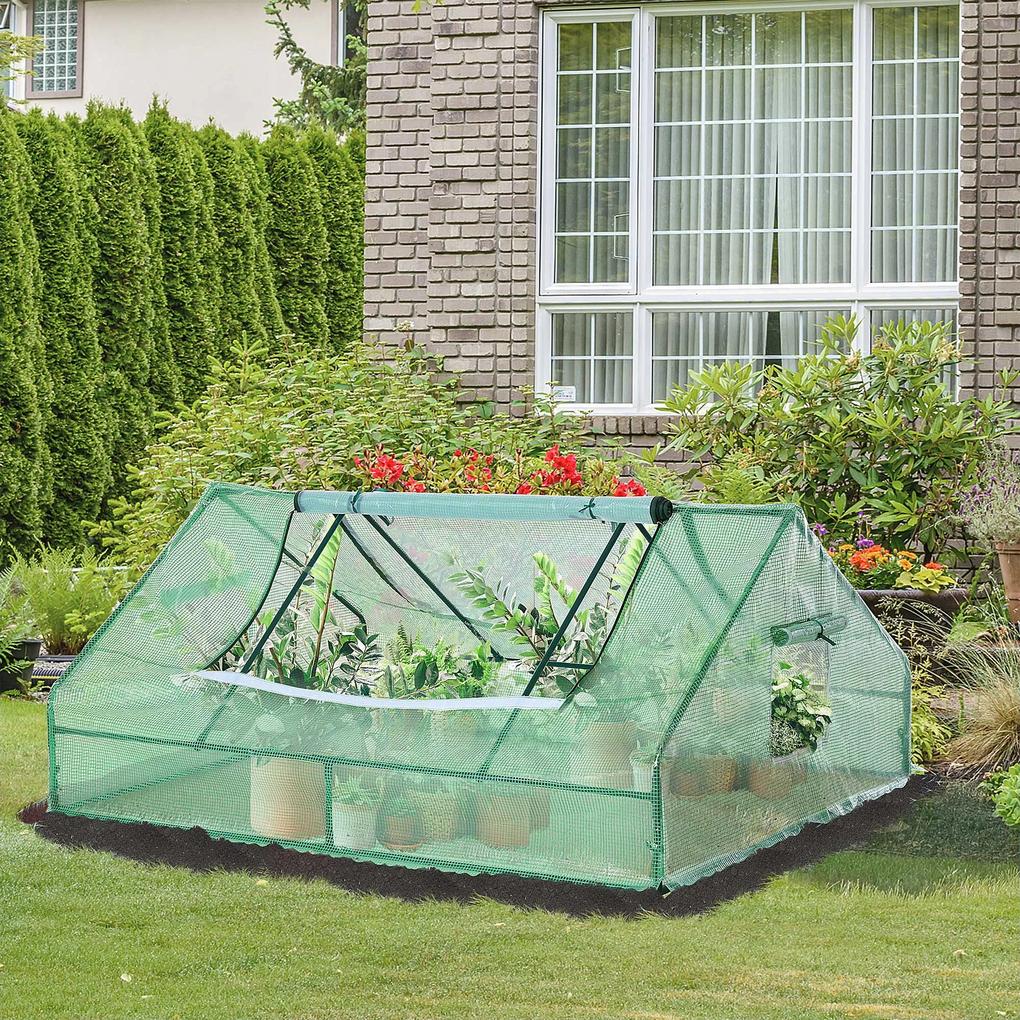 Estufa para Terraço Jardim 180x140x80cm Estufa de Aço e Plástico com Porta e Janelas Enroláveis para Cultivo de Plantas Verduras Flores Verde