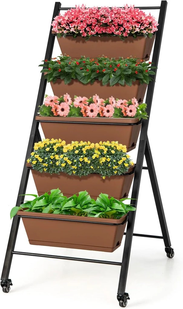Caramanchão de madeira para jardim com 201 cm de altura e floreiras para plantas trepadeiras - Amarelo