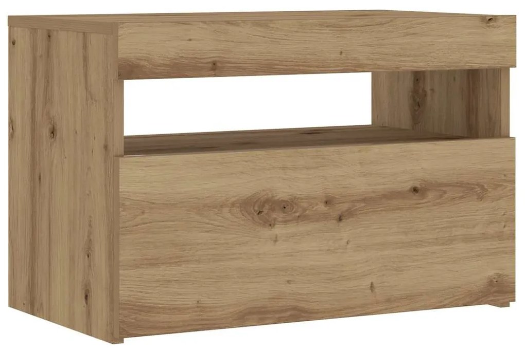 Mesa cabeceira c/ LED derivados de madeira carvalho artisiano