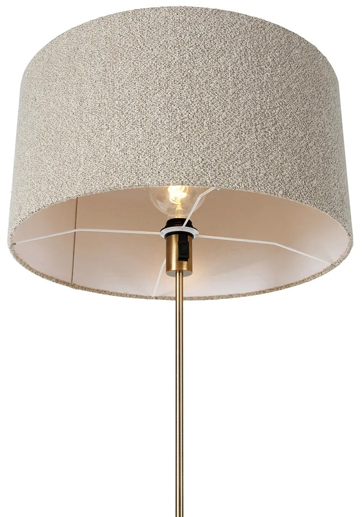 Candeeiro de pé ajustável bronze com abajur Boucle bege 50 cm - Parte Design
