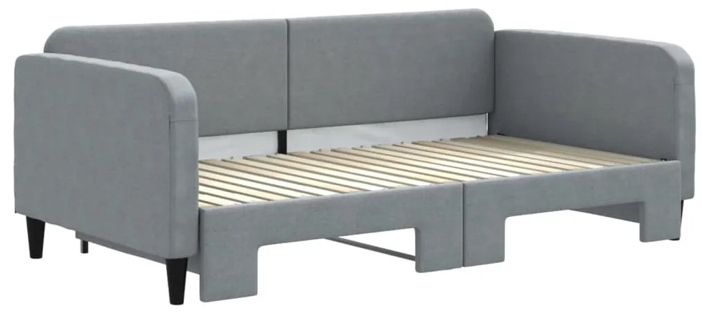 Sofá-cama com gavetão 90x190 cm tecido cinzento-claro