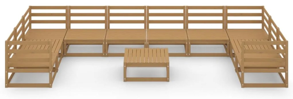 11 pcs conjunto lounge de jardim pinho maciço