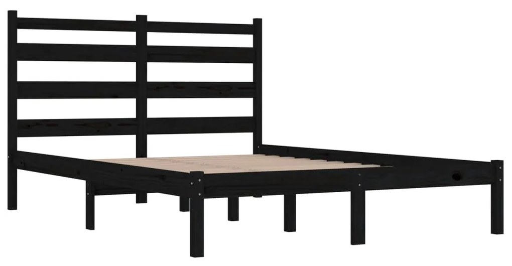 Estrutura de cama pequena casal 120x190 cm pinho maciço preto