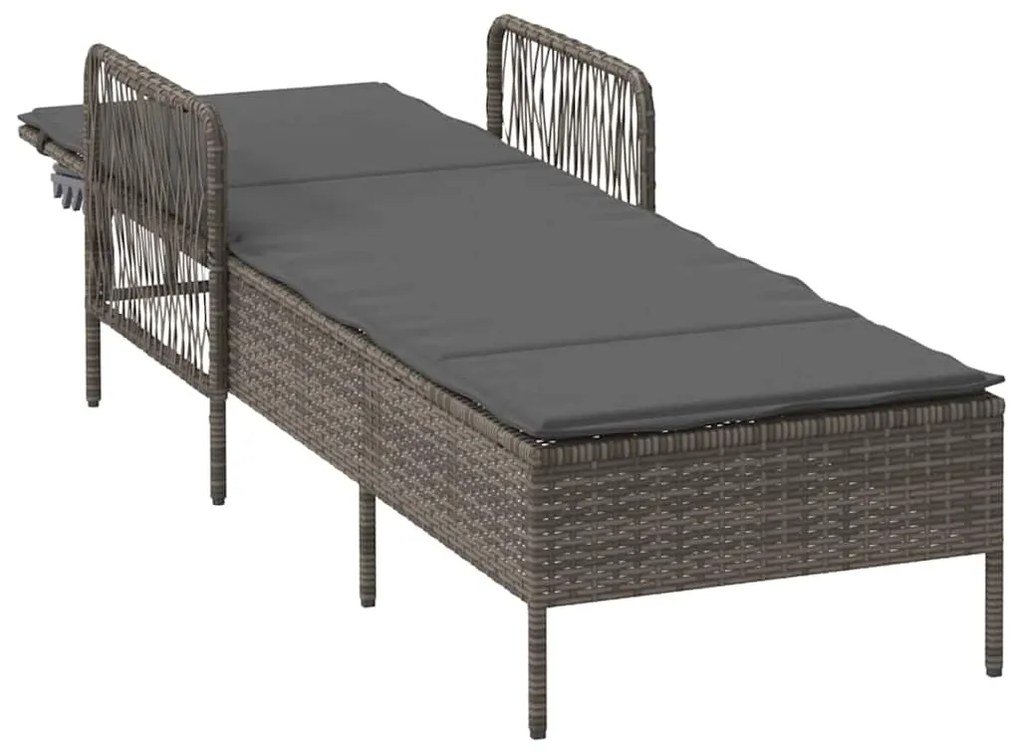 Espreguiçadeira Cinza e cinza escuro Vime PE 157 x 55 x 92 cm