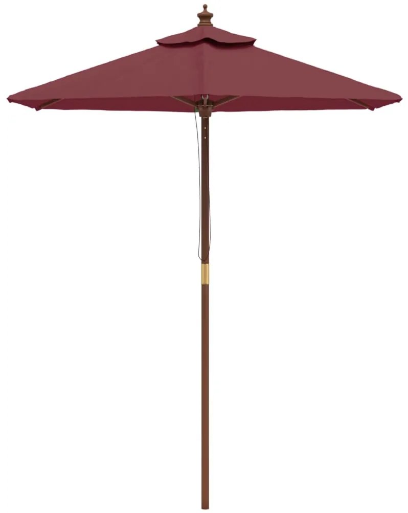 Guarda-sol de jardim com poste de madeira 196x231 cm bordô