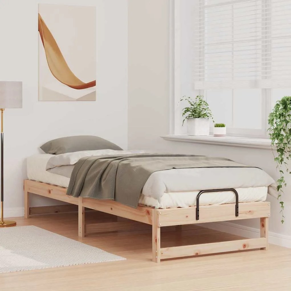 Estrutura de Cama com Alças Castanho 80 x 200 cm