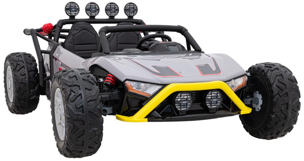 Carro elétrico para Crianças 2 Lugares Buggy Racing 5 24V Rodas Espuma EVA, assento couro ecológico Cinzento