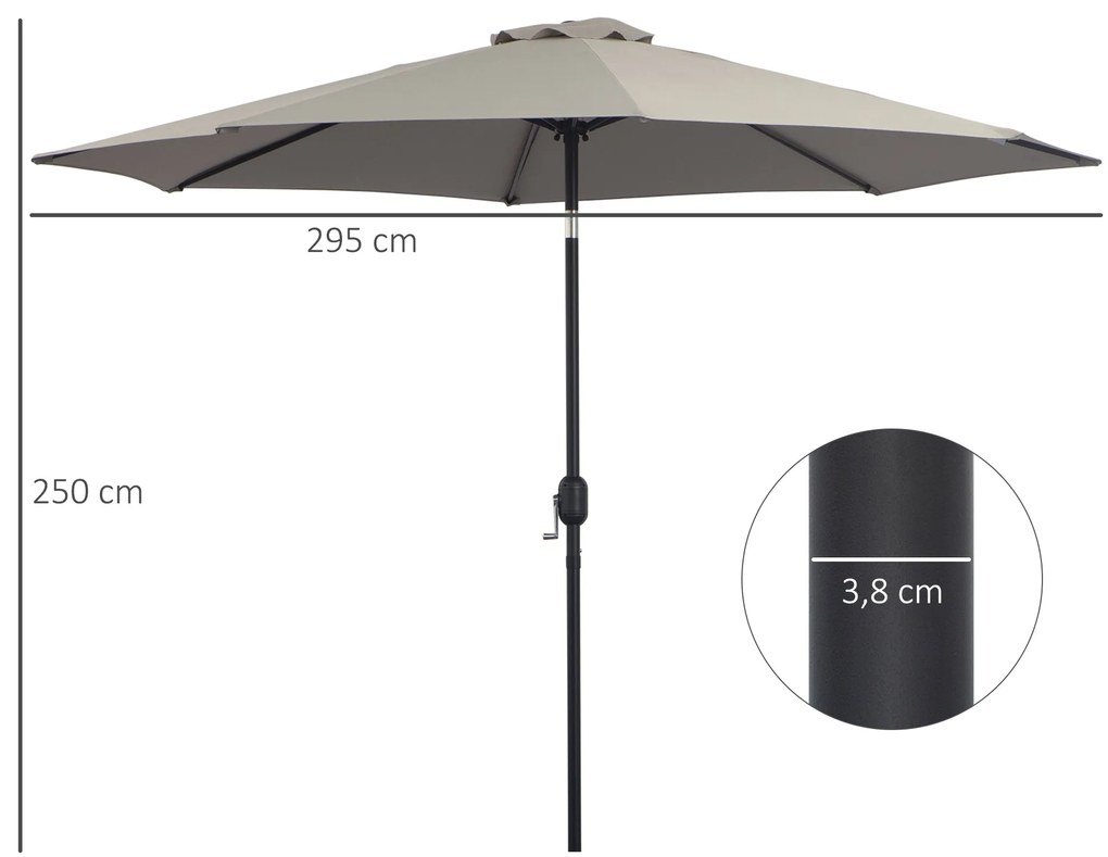 Chapéu de Sol de Jardim Ø295x250 cm com Manivela Chapéu de Sol Exterio