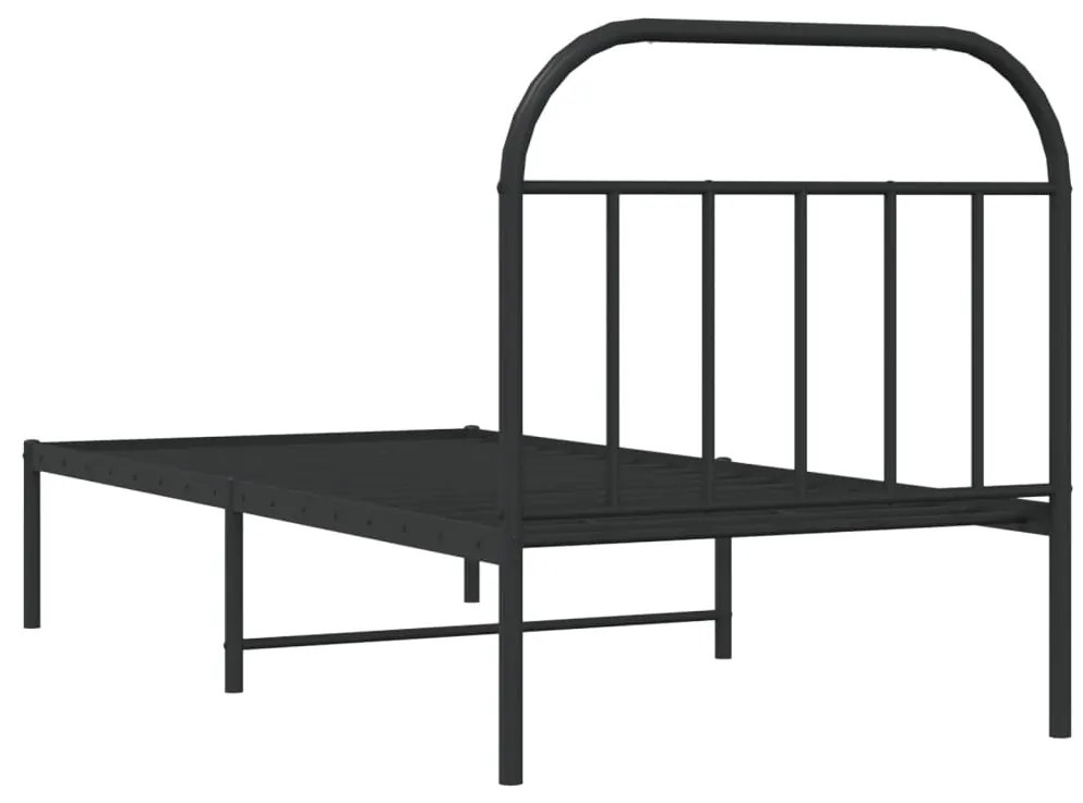 Estrutura de cama com cabeceira 90x190 cm metal preto