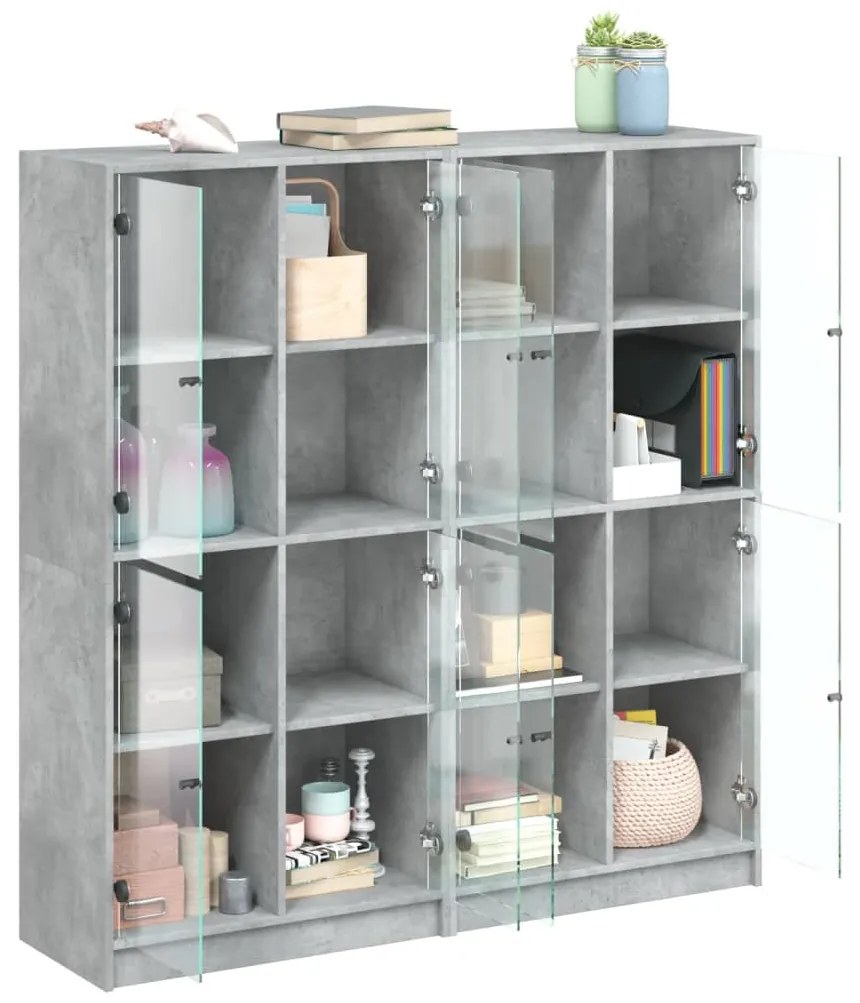 Estante c/ portas 136x37x142 cm derivados madeira cinza cimento