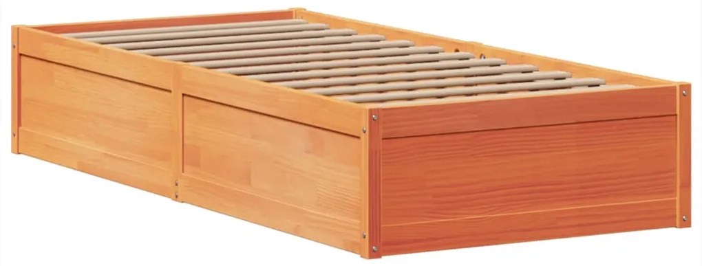 Cama sem colchão 90x200 cm pinho maciço castanho-mel