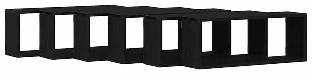 Estantes de Parede vidaXL 6 pcs Carvalho Preto 60x15x23 cm Madeira Eng