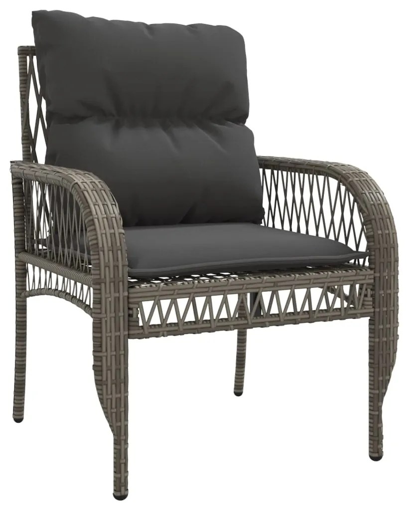 4 pcs conjunto sofás de jardim c/ almofadões vime PE cinzento