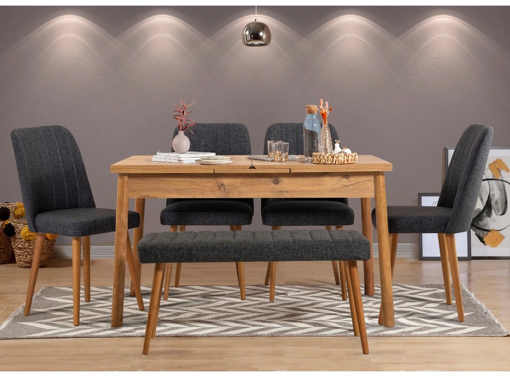 Conjunto de Mesa de Jantar Extensível Santiago – Pinheiro Atlântico e