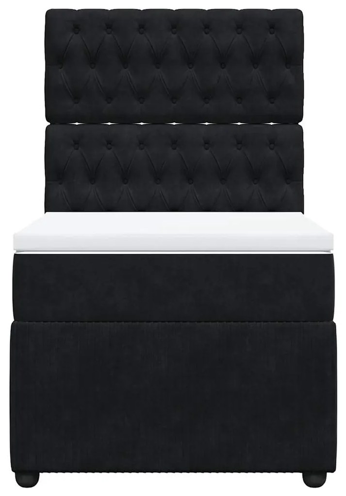 Cama com molas/colchão 90x190 cm veludo preto
