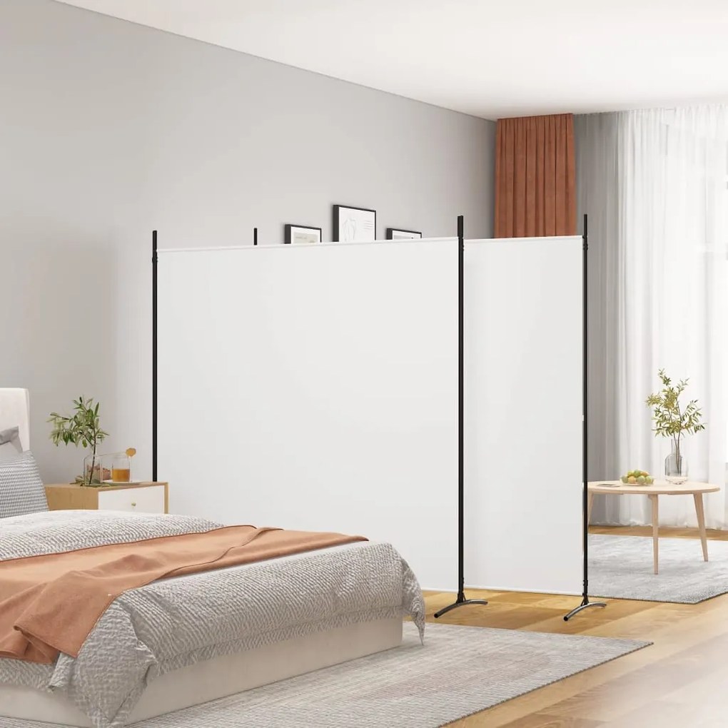 Biombo com 3 painéis 525x180 cm tecido branco